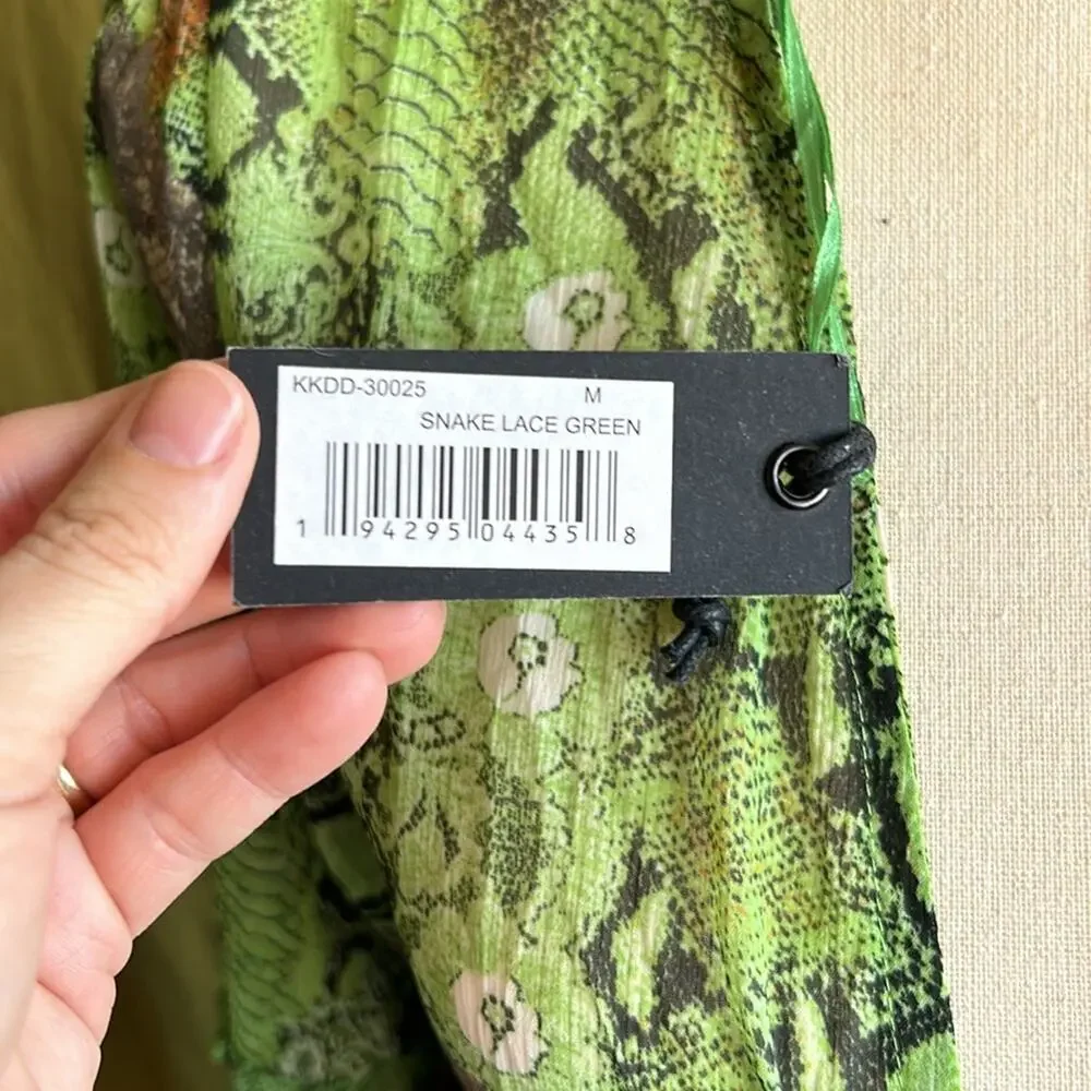 NWT Kendall & Kylie Green Snake Lace Sheer Cover Up